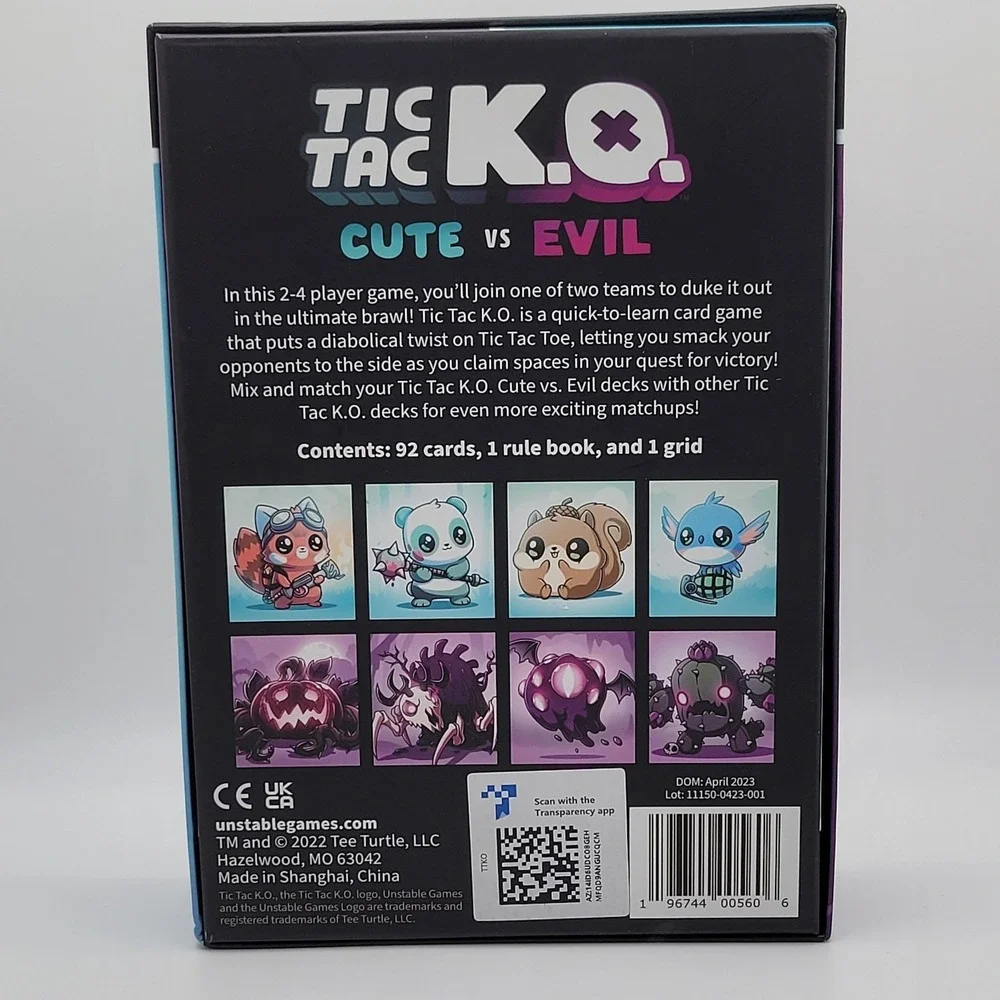 Tic Tac K.O.‎ Cute vs Evil Card Game NEW 2–4 Players Ages 8+ Unstable Games